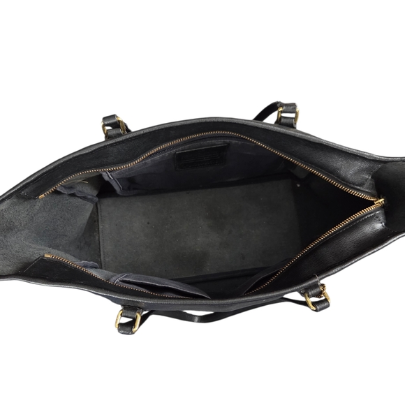 Coach Saffiano Leather City Tote Black Leather Tote Bag - Picture 7 of 10